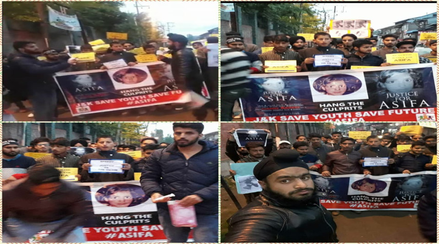 Monday, 16th April 2018 J&K Save Youth Save Future holds Candlelight Protest in Solidarity with Kathua Rape Victim