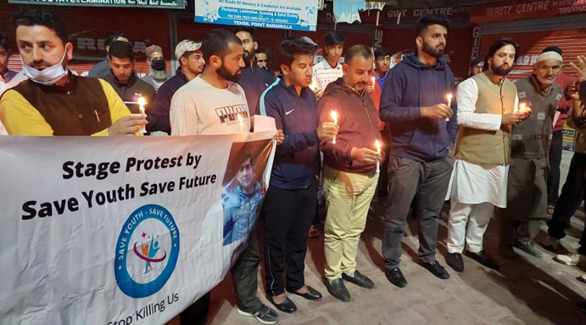 SYSF NGO Organizes Protest in Baramulla to Condemn Killing of Pandit in Shopian